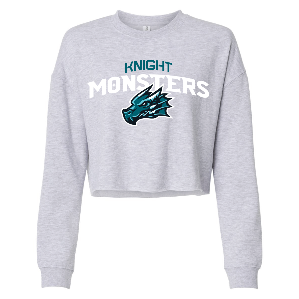 Tahoe Knight Monsters Women's Heather Crop Crew Sweatshirt
