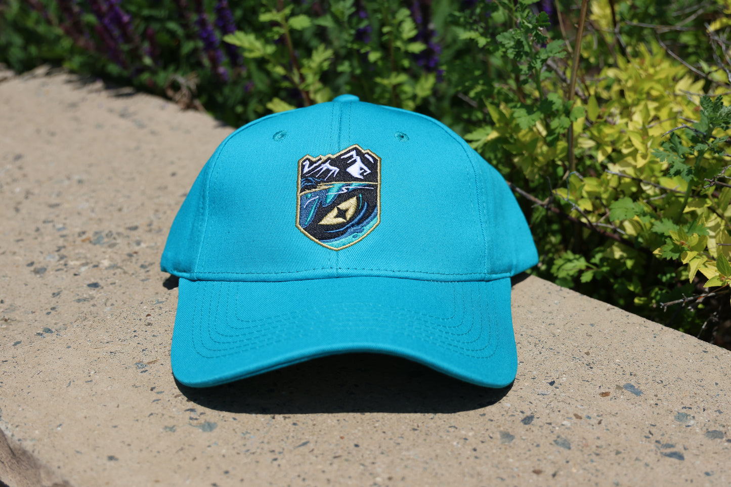 Tahoe Knight Monsters Core Solid Shield Scene Logo All Teal Curved Brim Hat