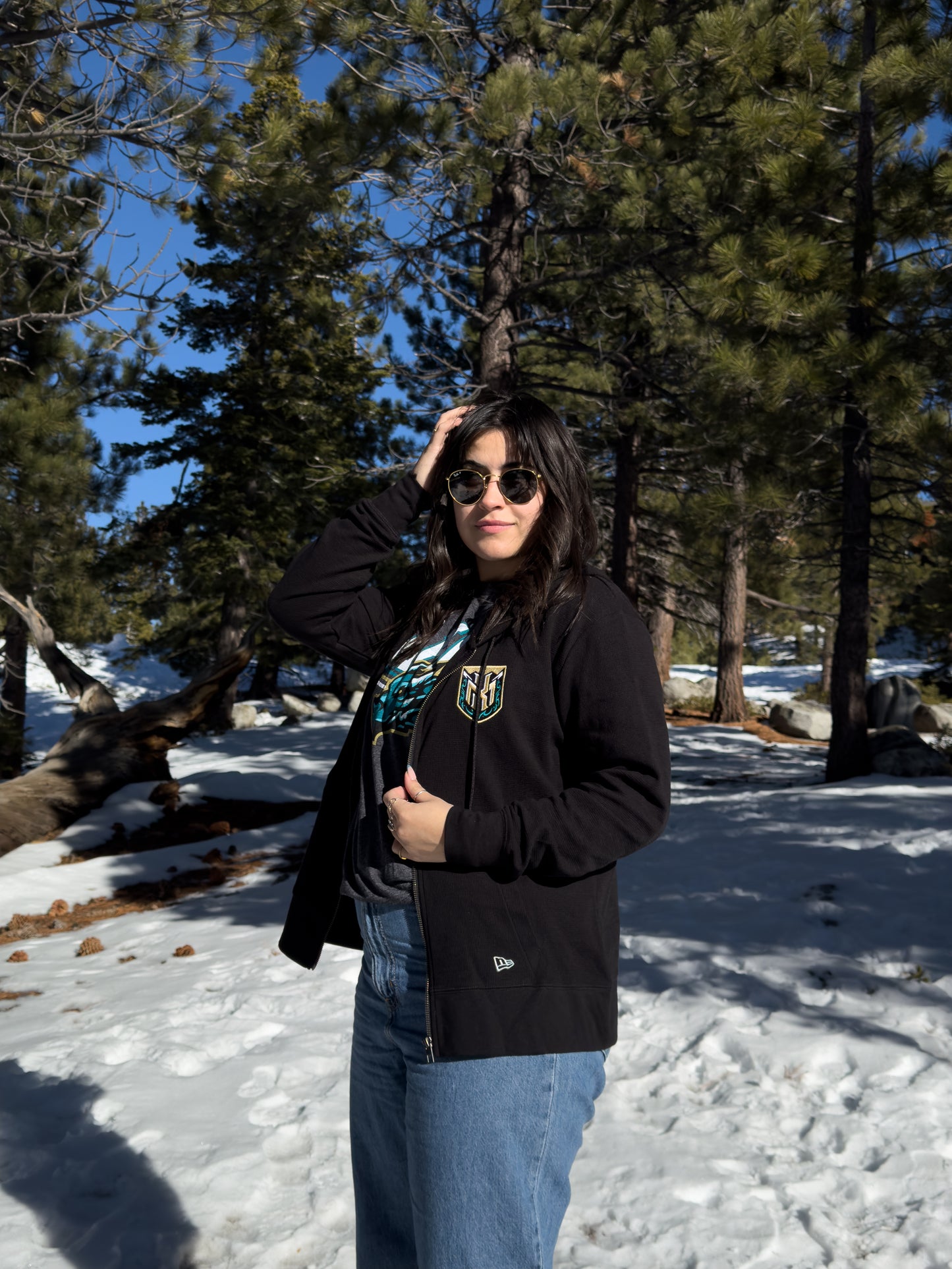 Tahoe Knight Monsters New Era® Ladies Thermal Full-Zip Black Hoodie