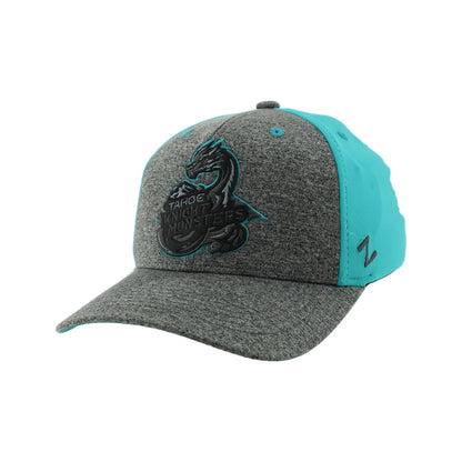 Tahoe Knight Monsters Zephyr Myth Heather Charcoal/Teal Stretch Fit Hat