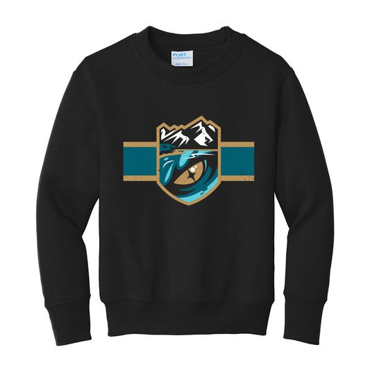 Tahoe Knight Monsters Youth Black Shield Striped Crewneck