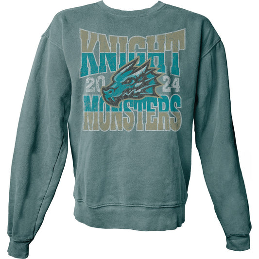 Knight Monsters Teal Side Scroll Crewneck